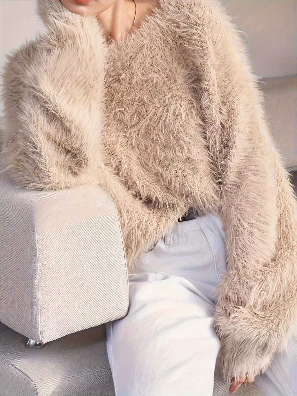 Faux Fur Mink-like Pullover Sweater