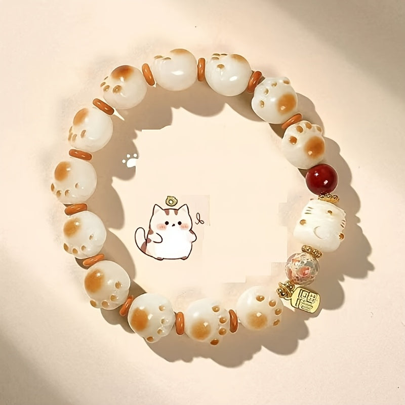 Cat Paw Beaded Bracelet
