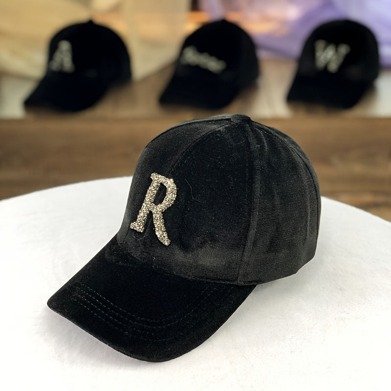 Flannel Letters Rhinestone Baseball Cap