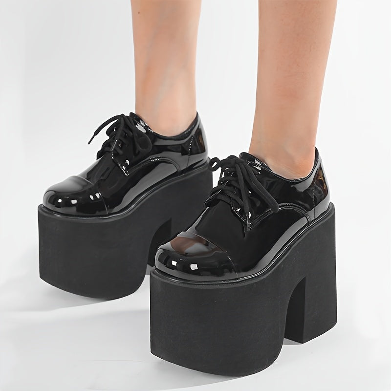 High-Heeled Platform Shoes with Thick Heels And Round Toes