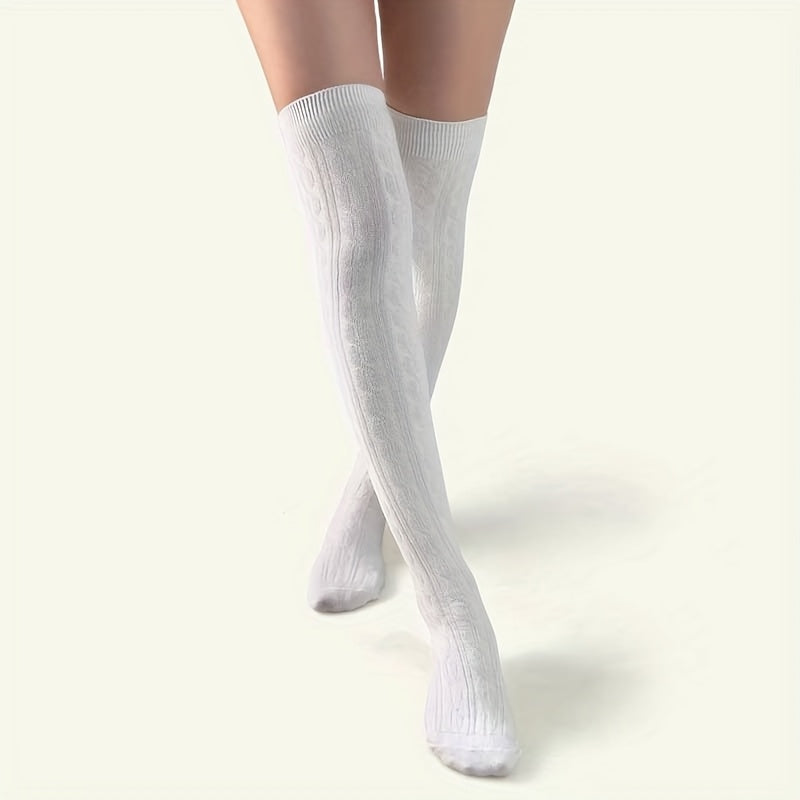 1 pair of Women's knee over socks, comfortable in college style spring and summer seasons, Women's knee over socks made of soft and Light Beige friendly fabric, suitable for spring and summer, Women's long tube socks and sock