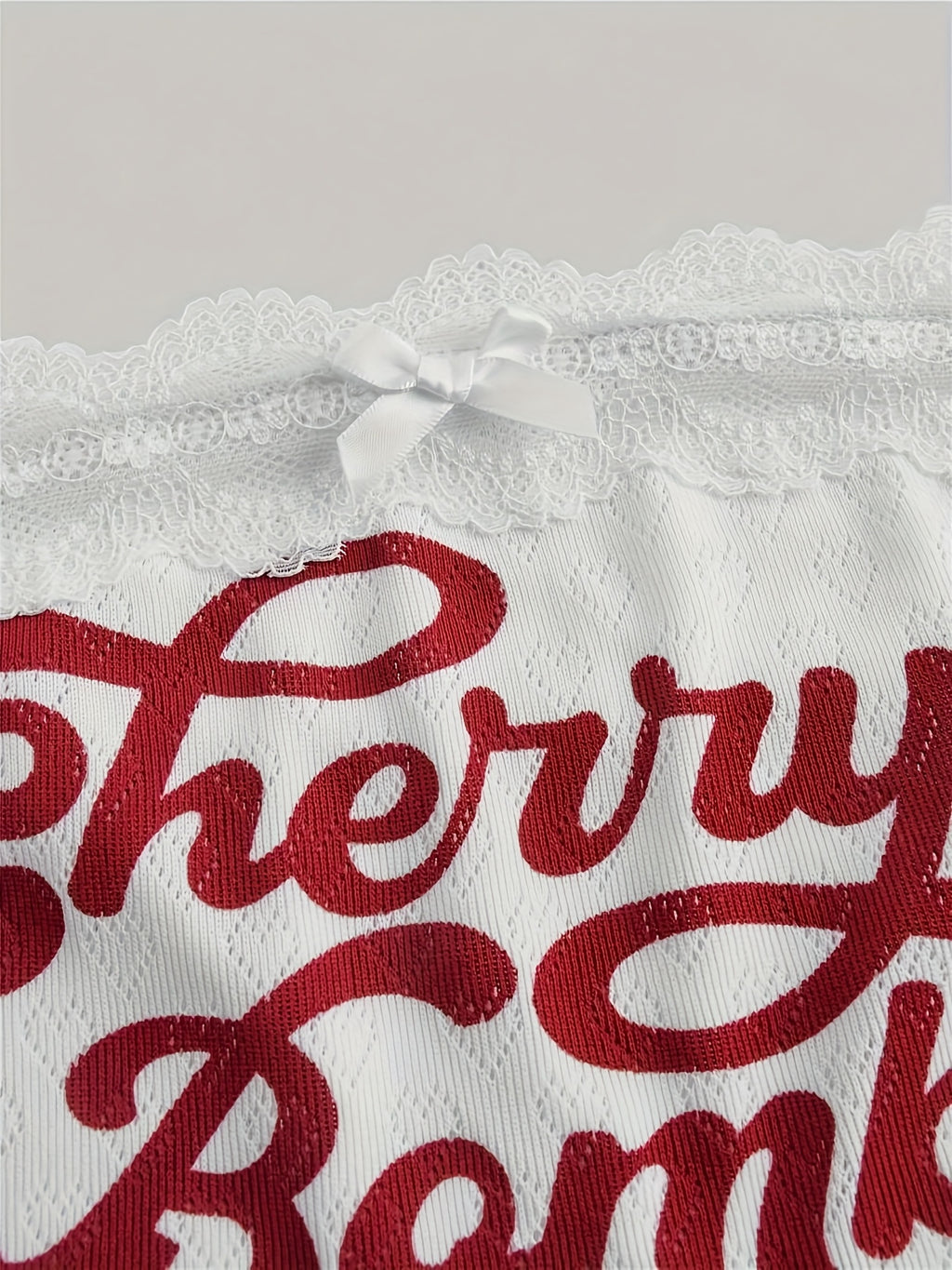 Cherry Bomb Lace Trim Strapless Tube Top