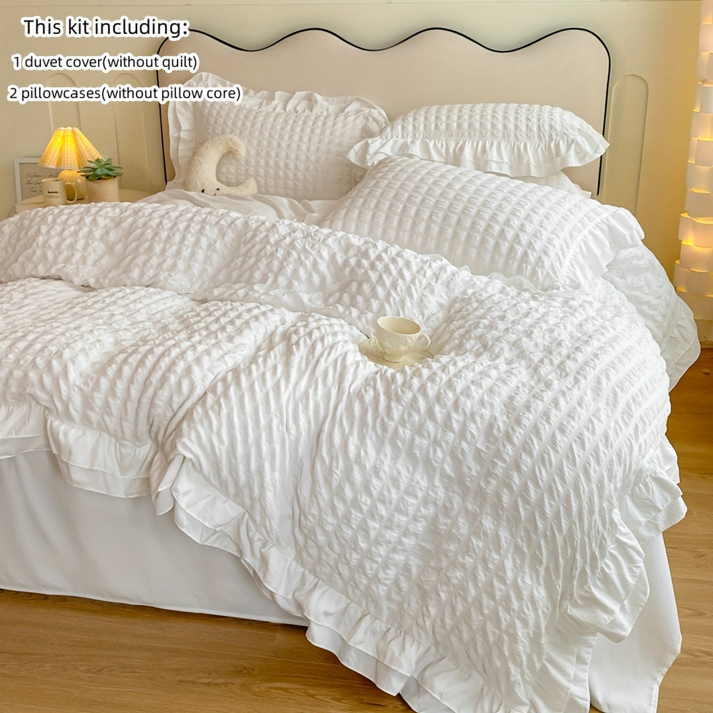 Double-Layer Lace Duvet Cover and Pillowcase Set