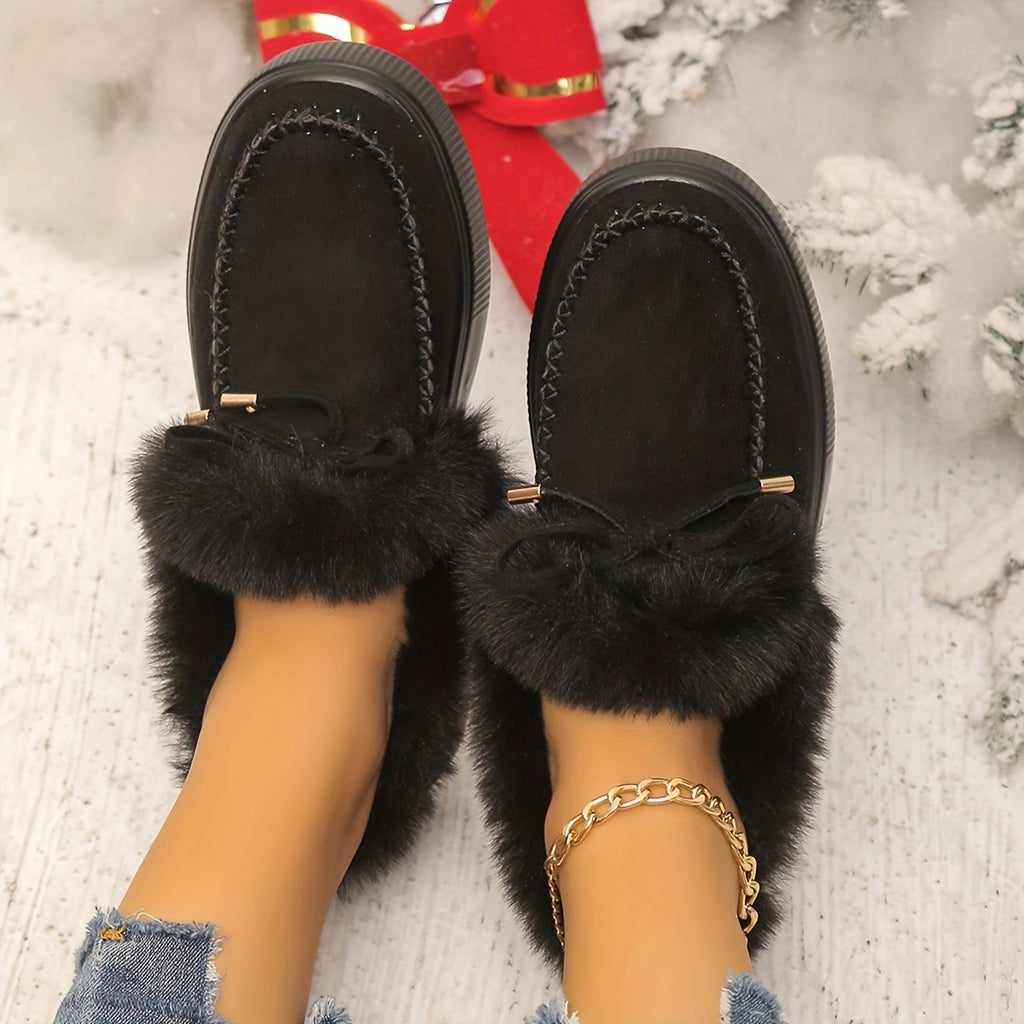 Snow Boots with Plush Faux Collar
