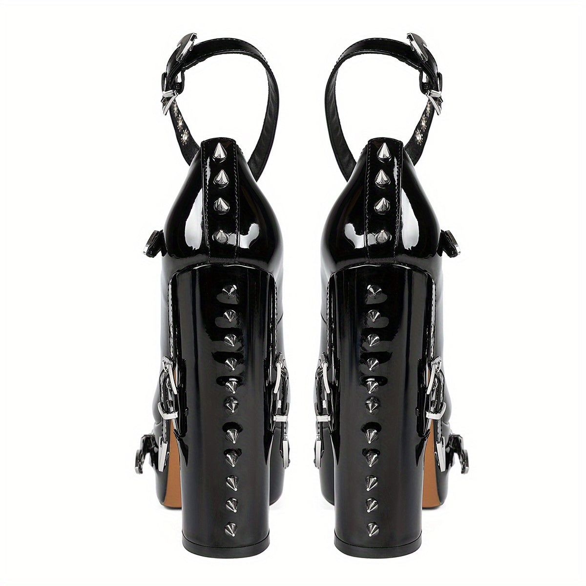 Chunky Heel Platform Shoes with Rivet Detailing