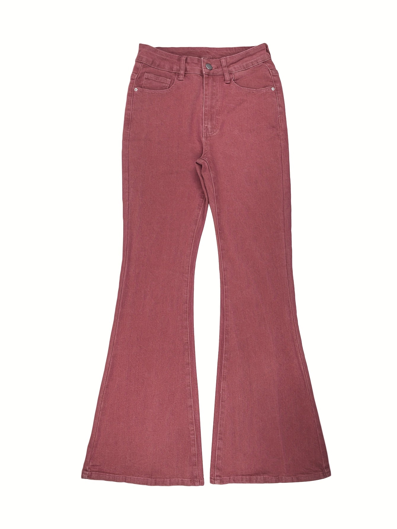 Women'S High-Waisted Stretch Denim Flare Jeans with Embroidered Bow Detail, Street Style Casual Pants, All-Season Comfort, Blue, High Waisted Jeans, Comfortable Fashion, Durable Fabric