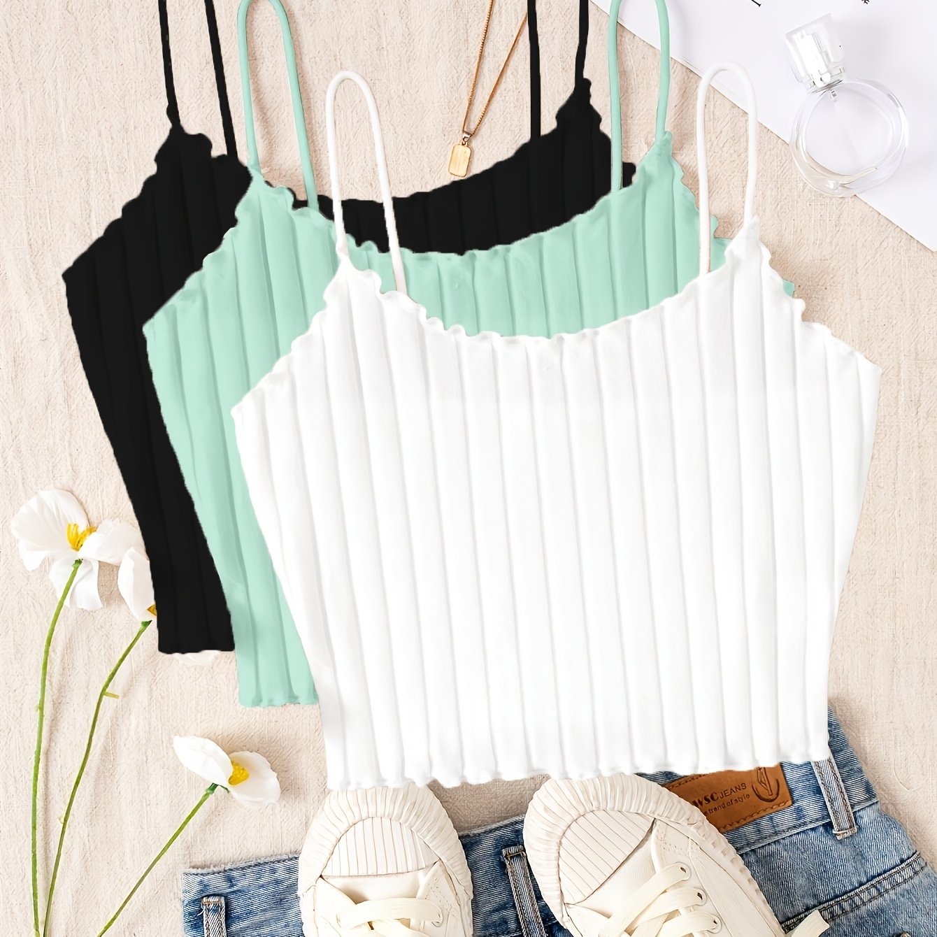 Womens Summer Clothing Bras for Women - Set of Three Spaghetti Strap Slingback - Elegant Viscose Smooth Fabric