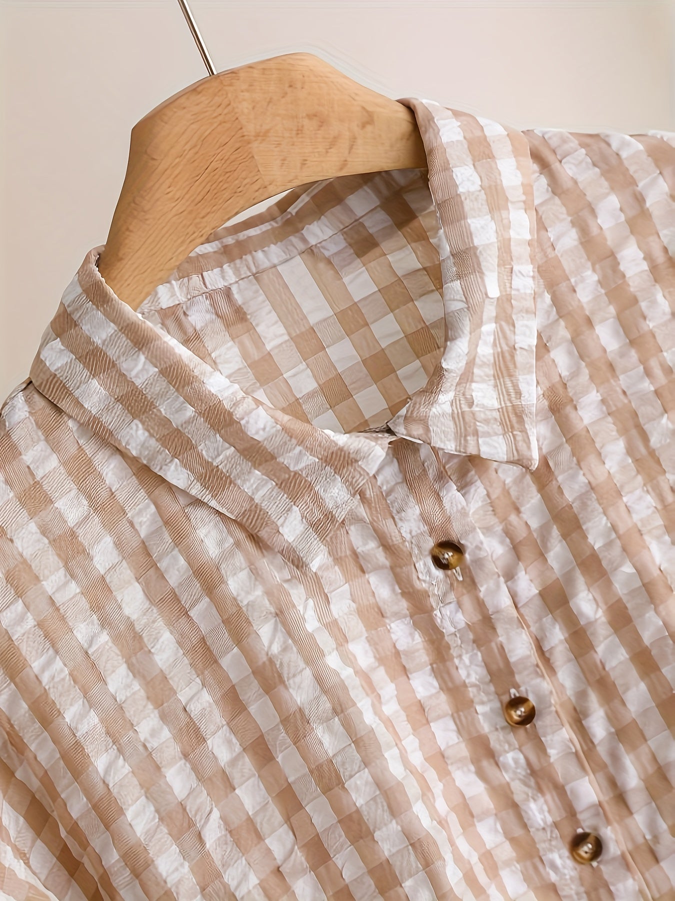 Short Button- Shirt Jacket-like Blouse