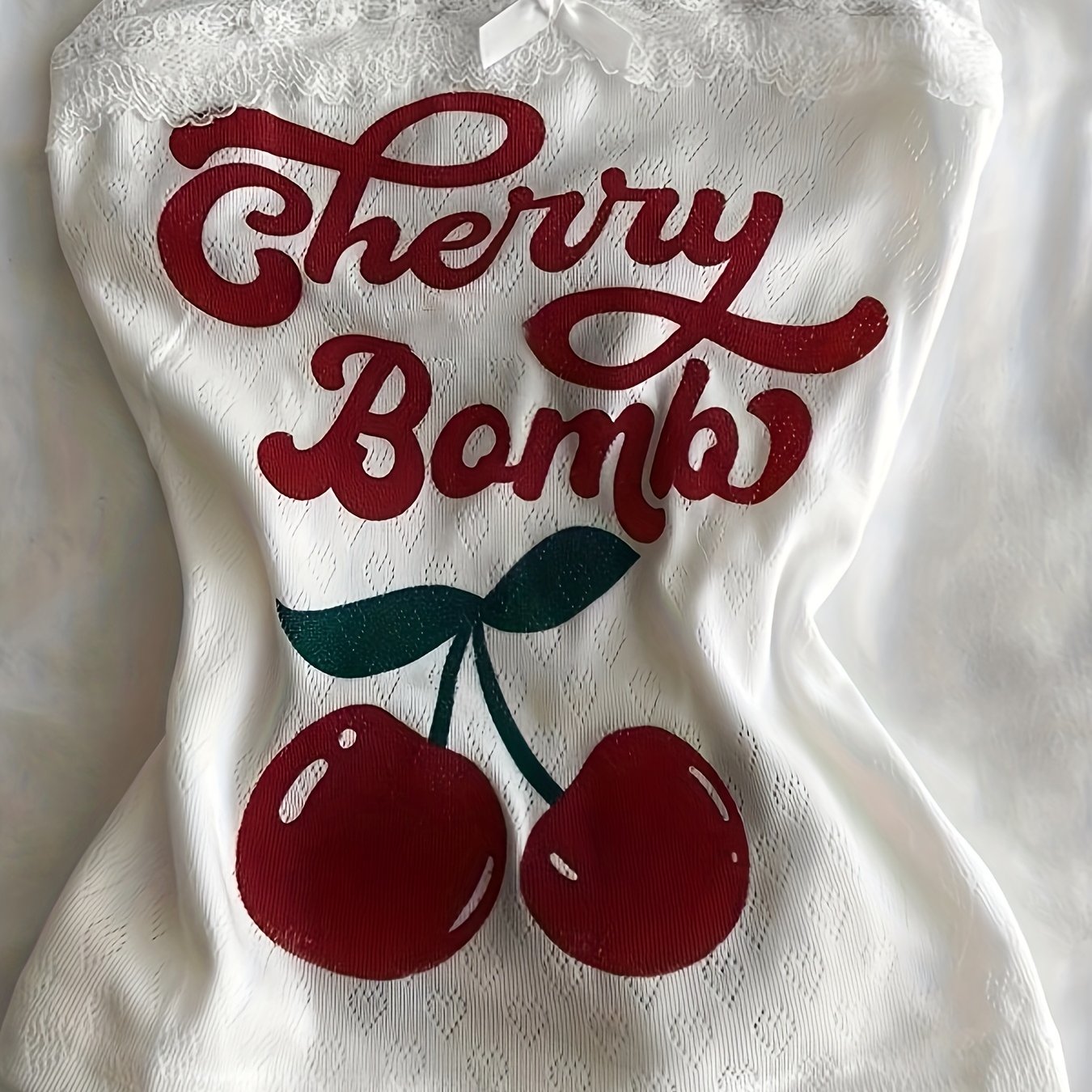 Cherry Bomb Lace Trim Strapless Tube Top