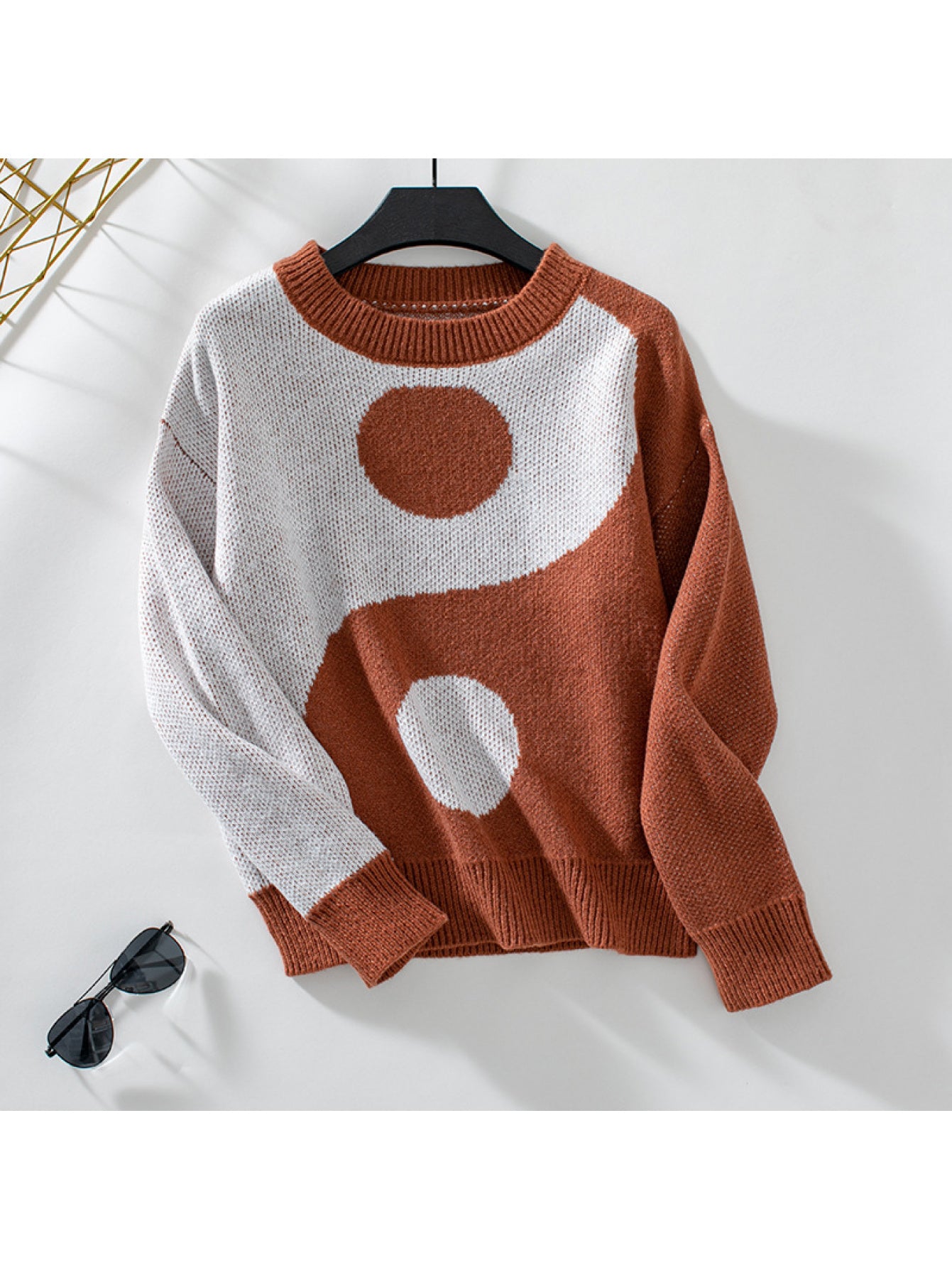 Oversized Retro Color-Block Sweater