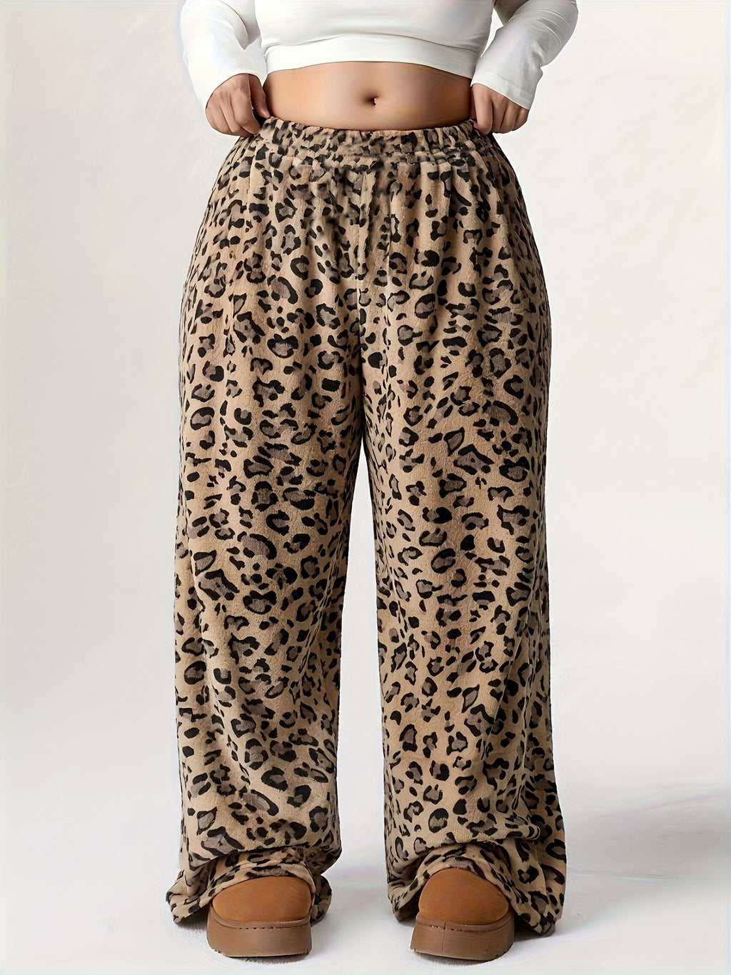 Loose Bow Design Leopard Print Pants