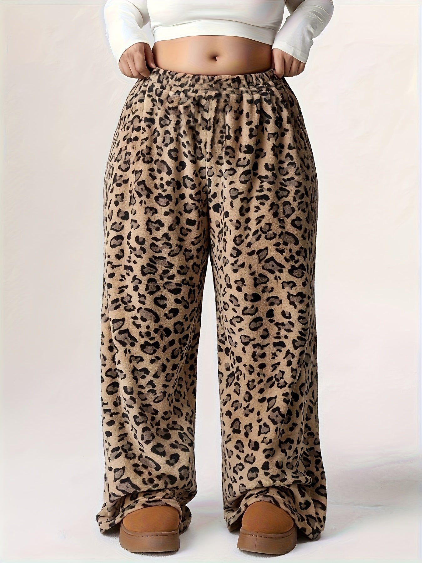Loose Bow Design Leopard Print Pants
