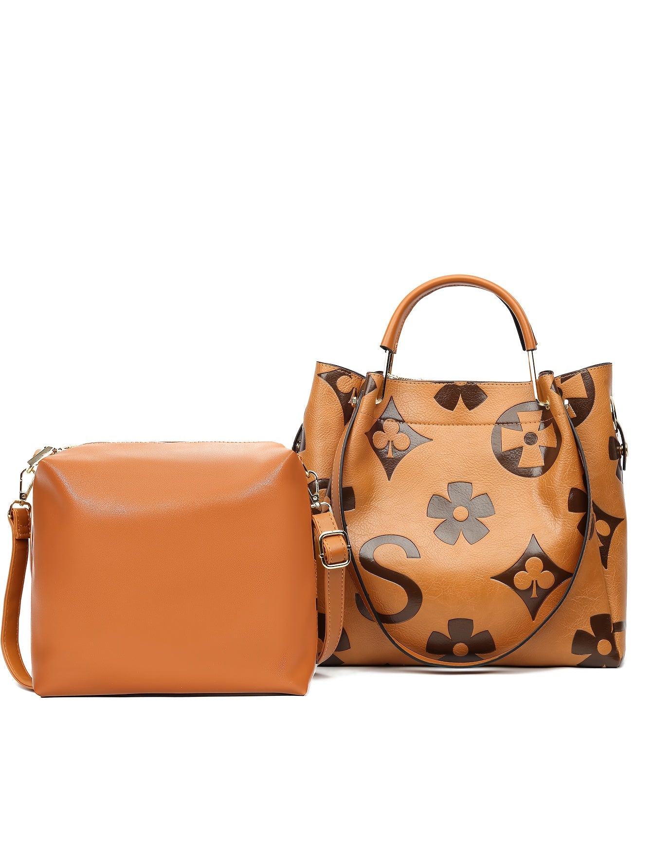 Floral Embossed Synthetic Leather Satchel Handbag