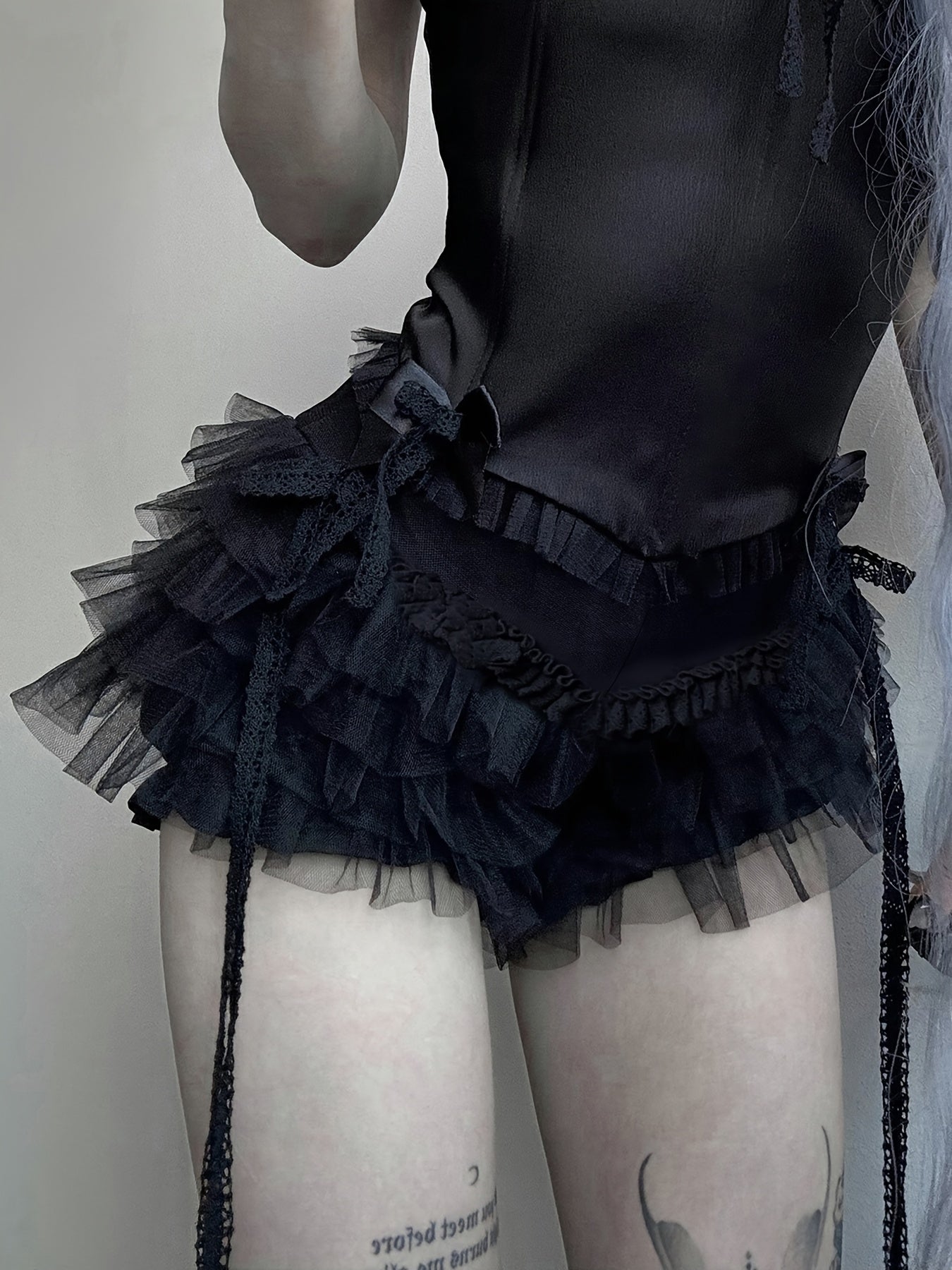 Lace Trim Tiered Shorts