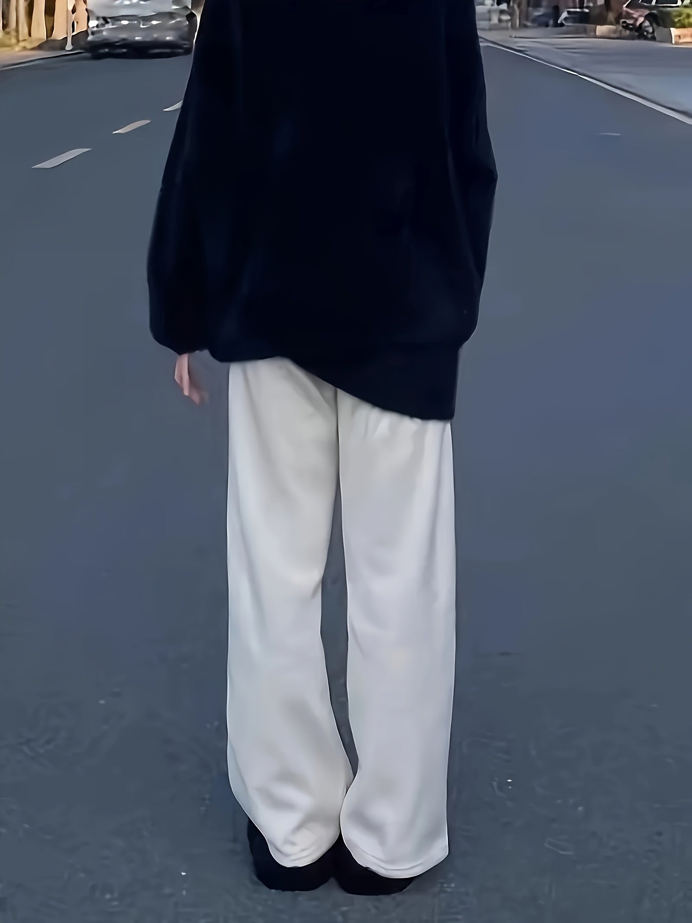 High-Waisted Drawstring Straight-Leg Pants