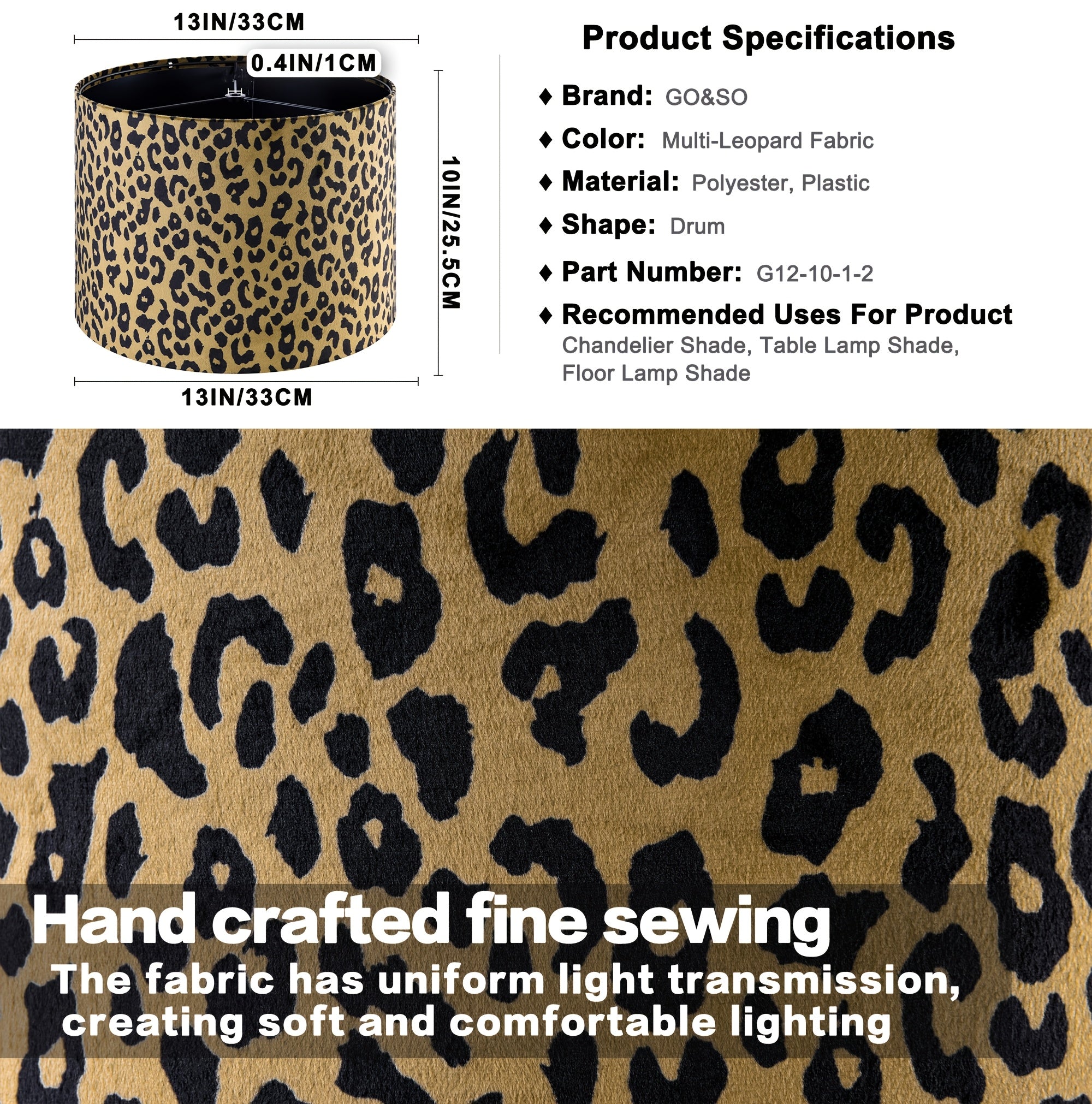 Drum Shaped Leopard Print Lampshade Set