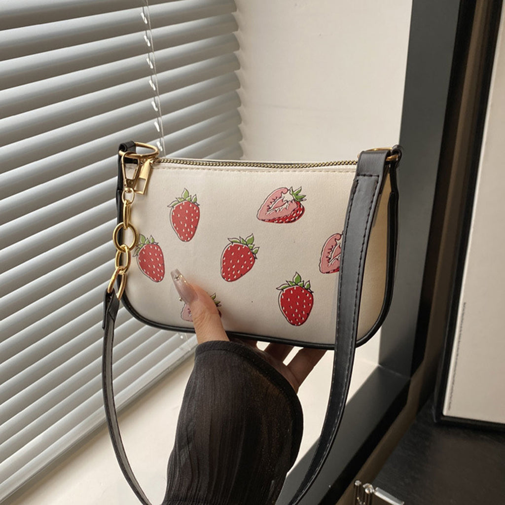 Strawberry Shoulder Bag with Adjustable Strap