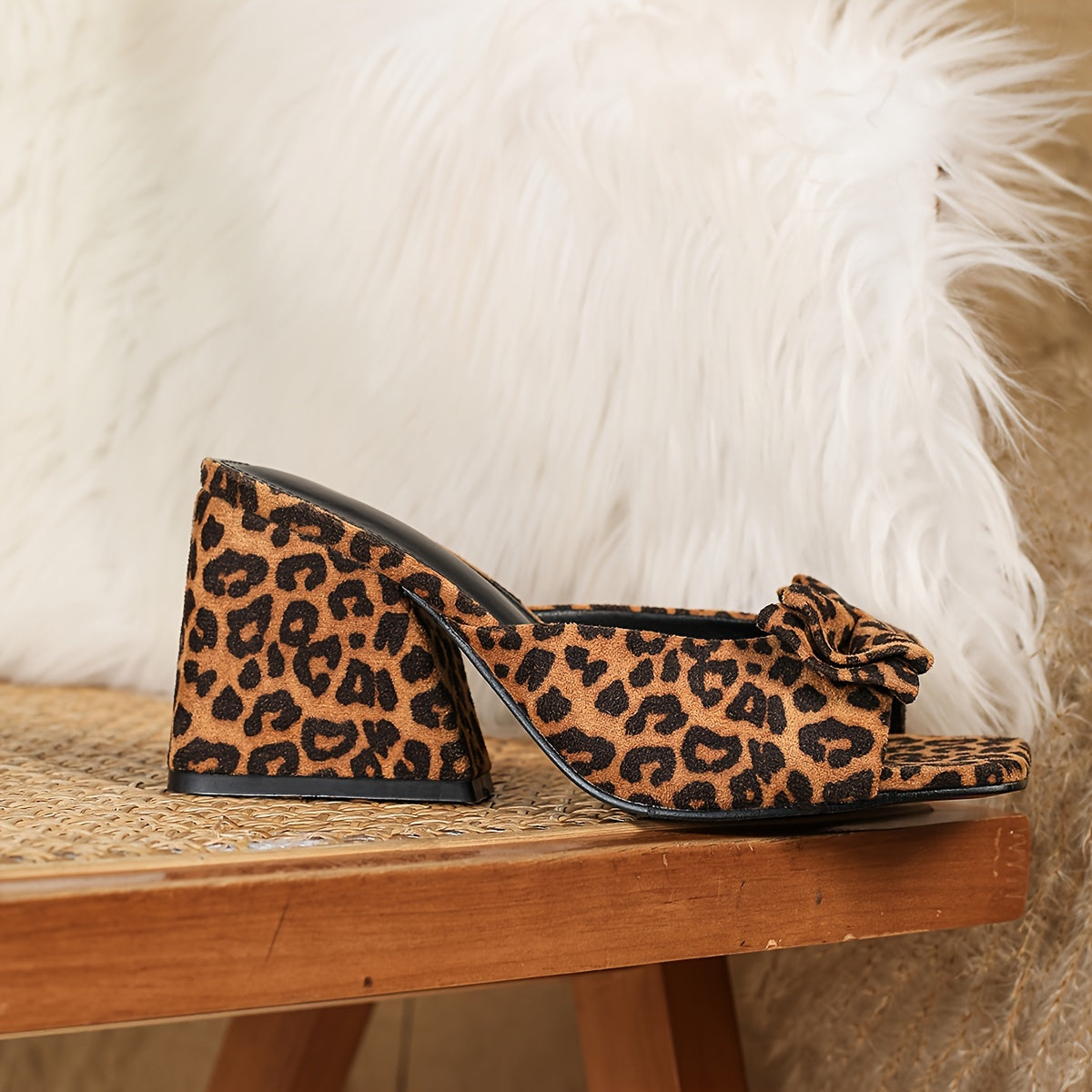 Chunky High Heel Leopard Sandals