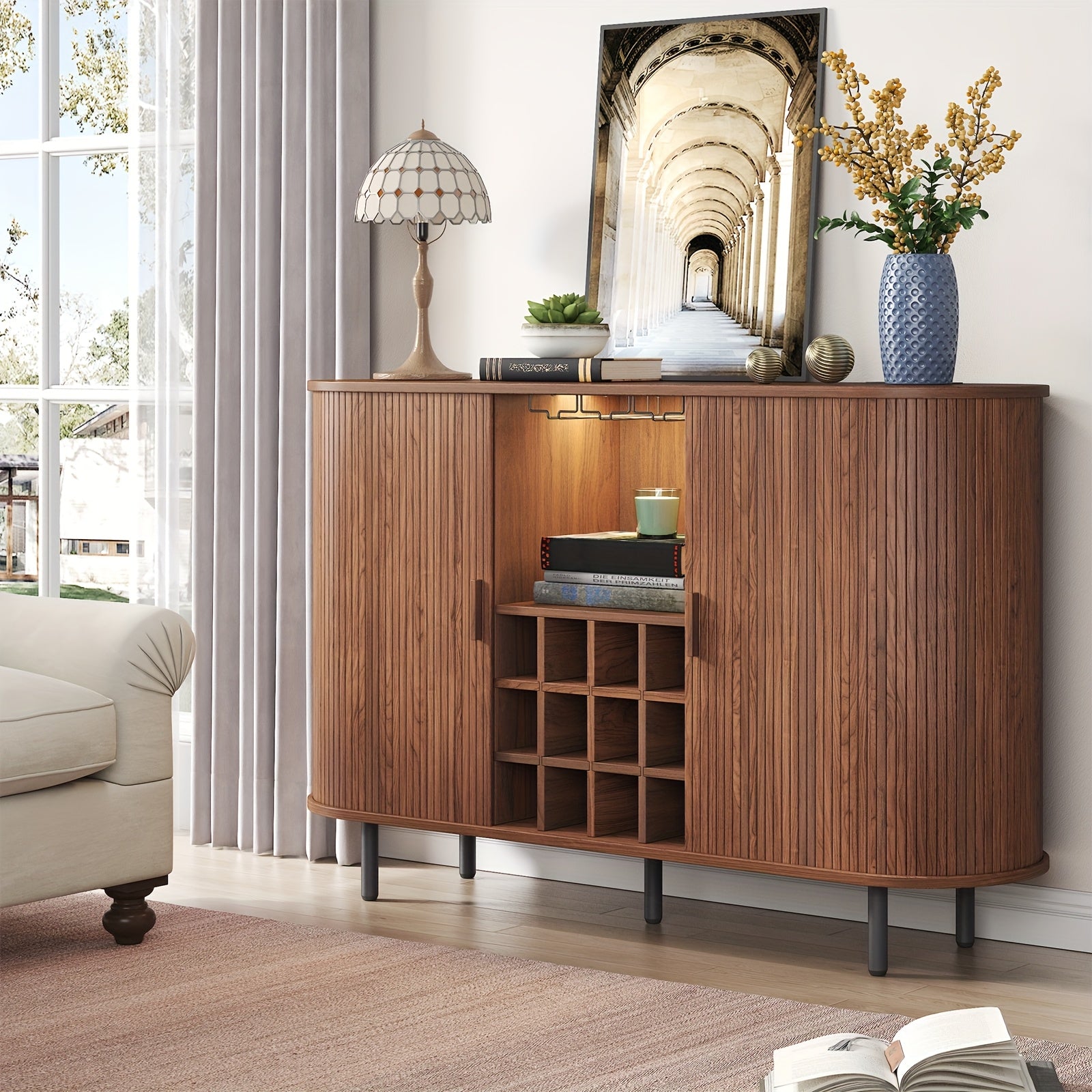 Wine Bar Cabinet with LED Light