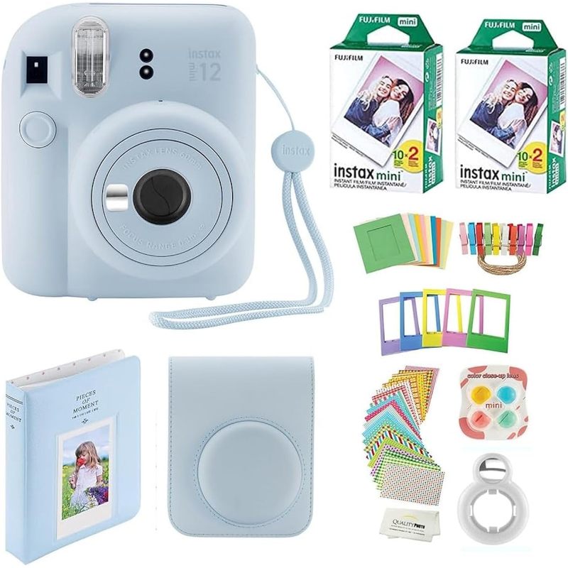Fujifilm Instax Mini 12 Instant Camera with Case, 40 Fuji Films, Decoration Stickers, Frames, Photo Album and More Accessory kit, Multi-color