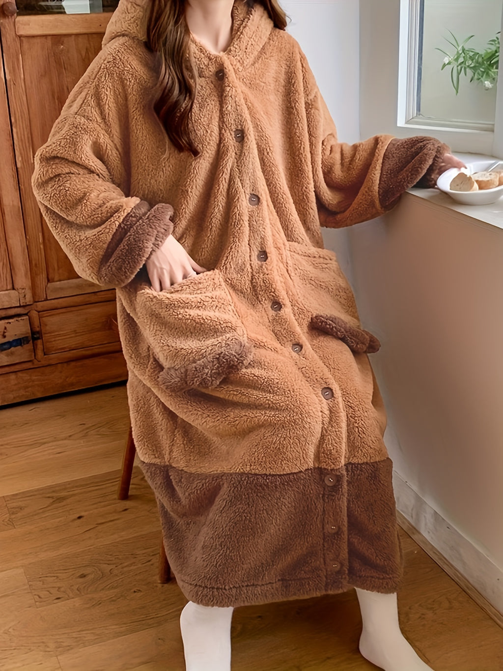 Capybara Long-Sleeved Plush Dress Robe