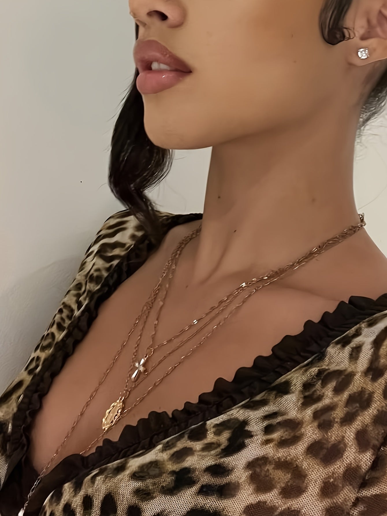 New Fashionable Sexy Cut-Out Leopard Print Mesh Jumpsuit