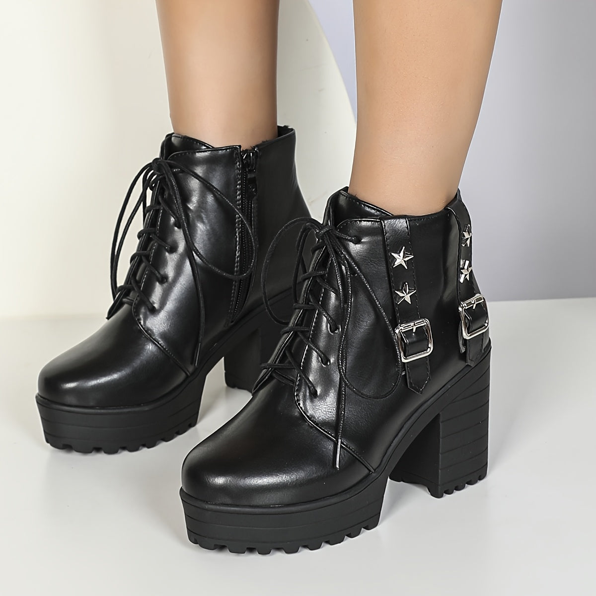Retro Chunky Platform Ankle Boots