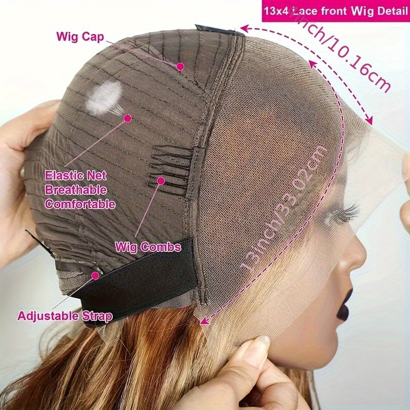 Honey Blonde 13x4 HD Transparent Lace Front Wigs 4/27 Body Wave Human Hair Wig Ombre Highlight Lace Front Human Hair Pre Plucked With Baby Hair For Women