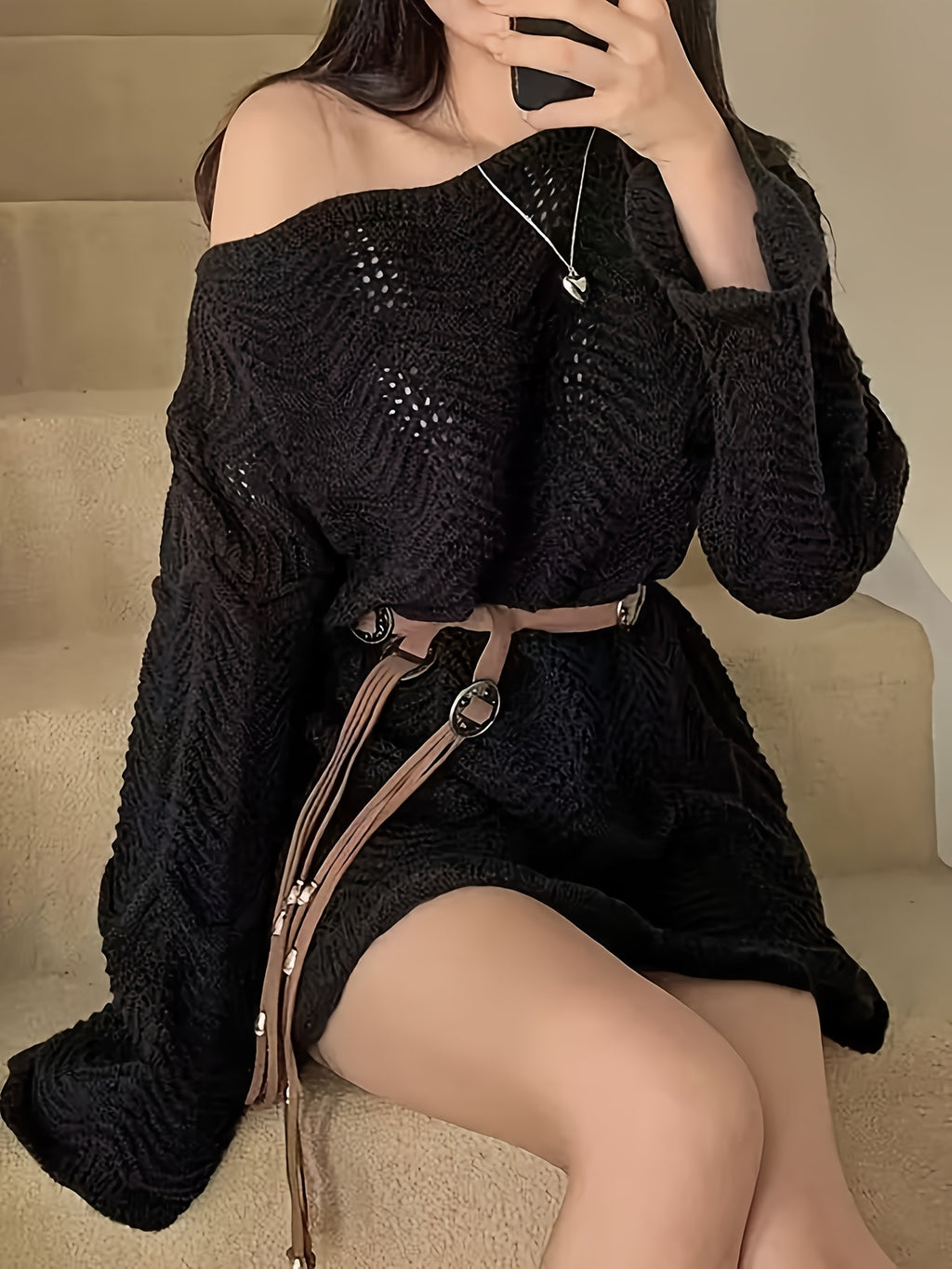 Off-Shoulder/One-Shoulder Lace Kimono Jacket