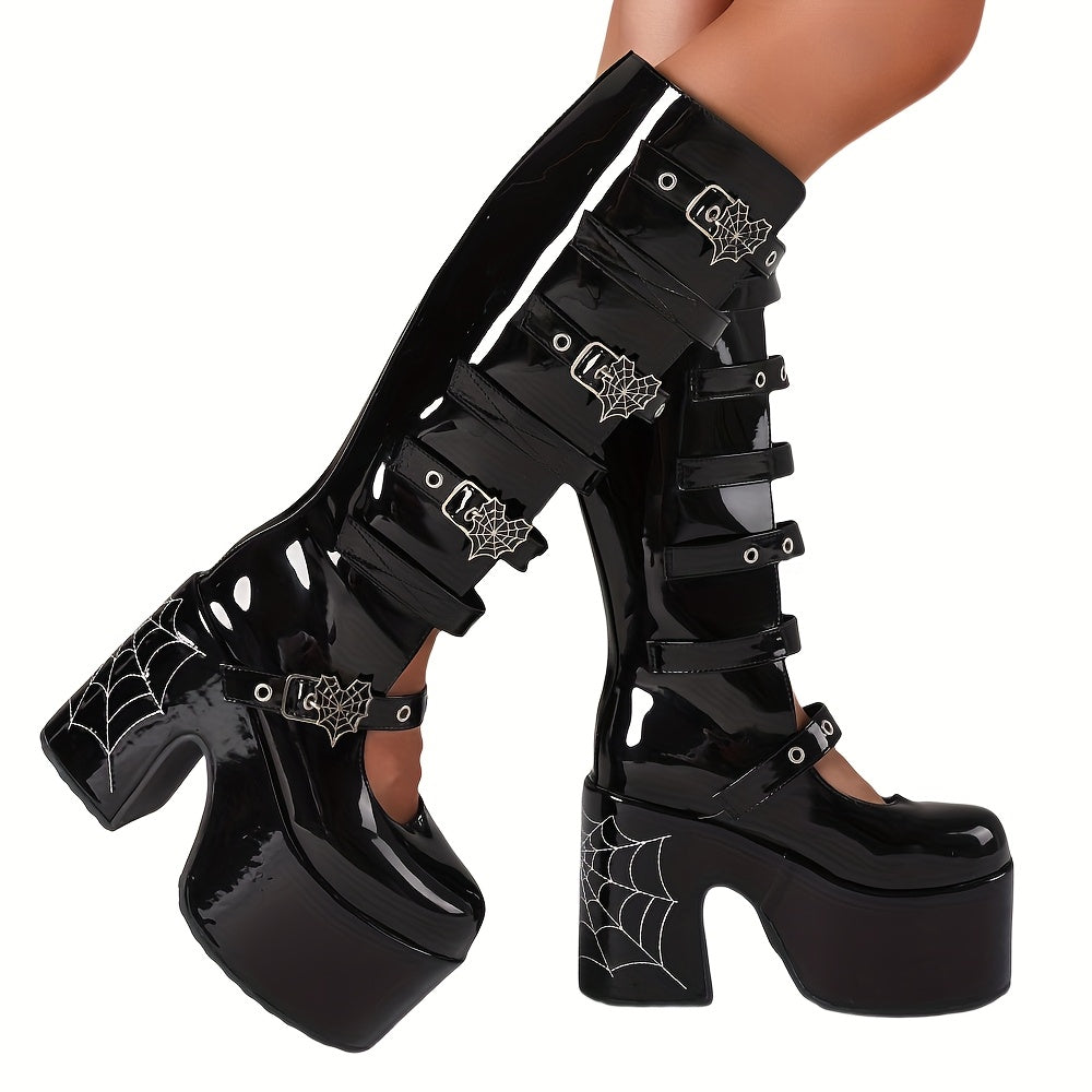 Knee-High Boots with Chunky Heel Platform
