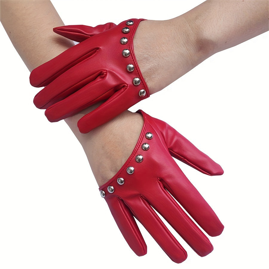 Short Half-Finger Gloves with Rivets