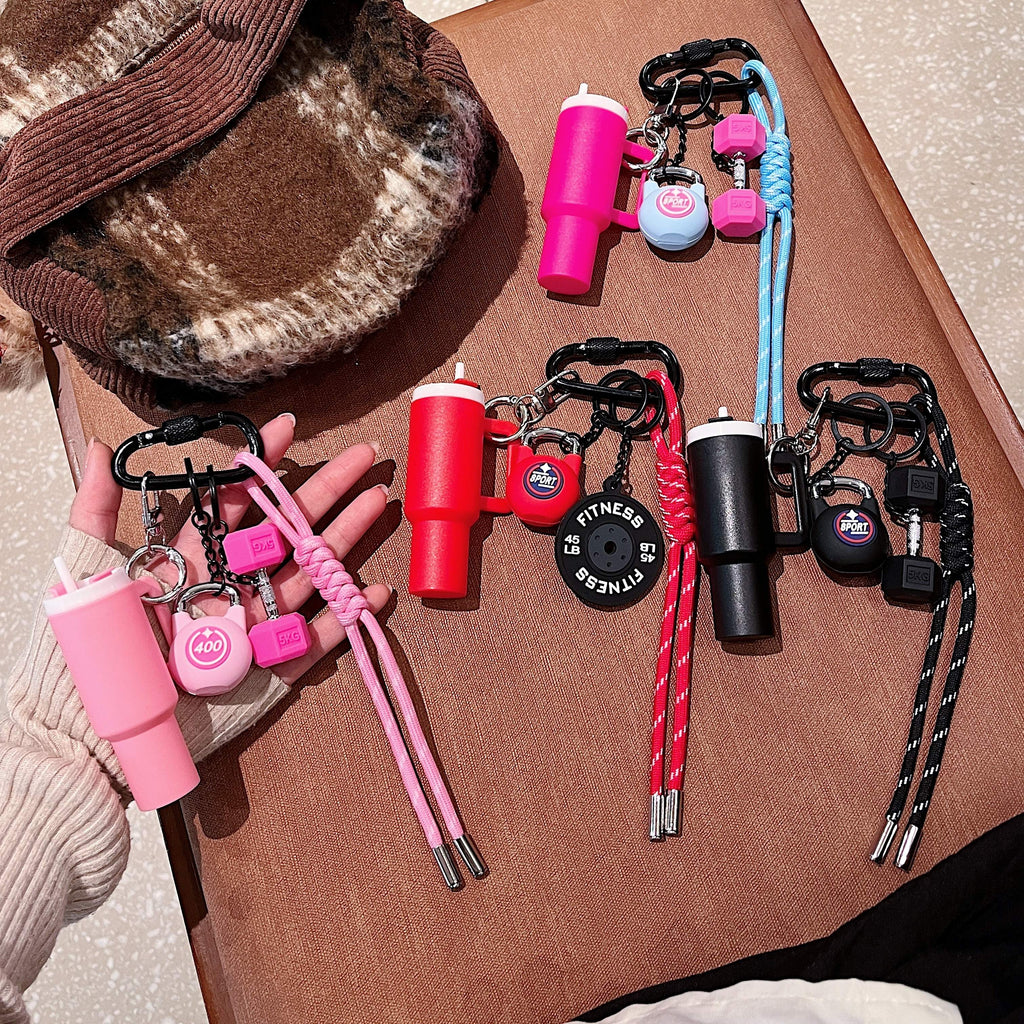 Pink & Black Keyring, Chain & Lanyard