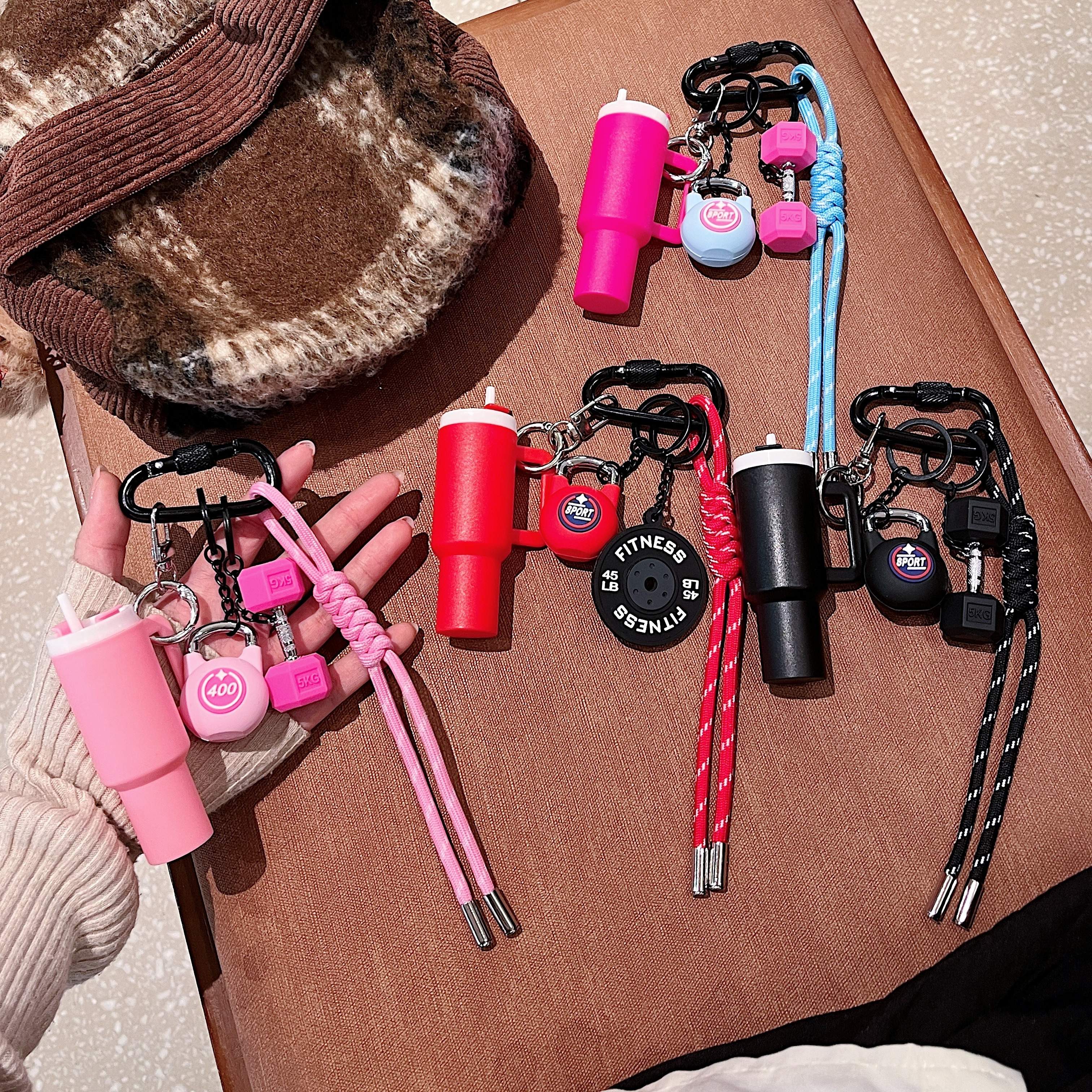 Pink & Black Keyring, Chain & Lanyard