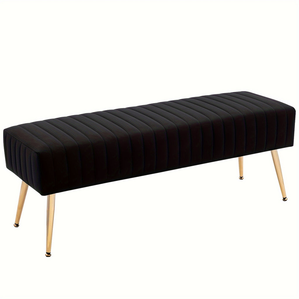 Shoe Changing Bench With Gold-plated Legs And Velvet Material