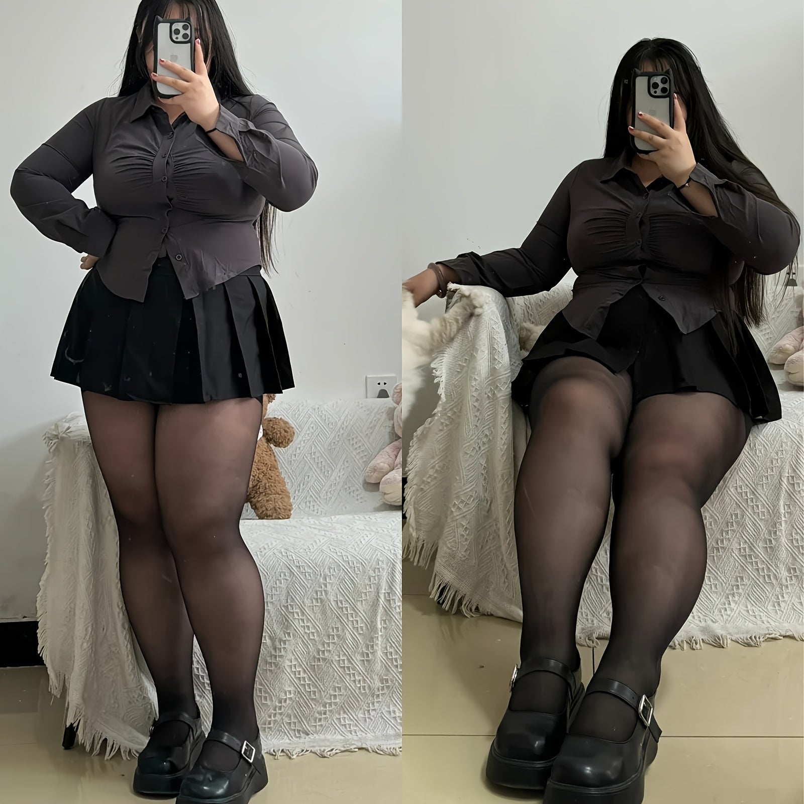 2 Pairs-4 Pairs Of Oversized Black Thin Pantyhose 40D Semi-transparent Women'S Stockings Tear-proof High-grade Pantyhose