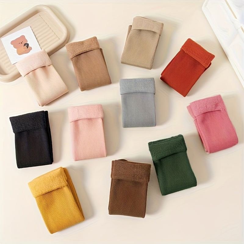 11 Pairs Women's Split-Toe Mid-Calf Socks with Thumb & Two-Toe Design - Warm Winter Thermal Crew Socks, Vibrant Solid Color, Machine Washable for Casual & Formal Outfits, Stylish Cold Feet, Slouchy Sock Style