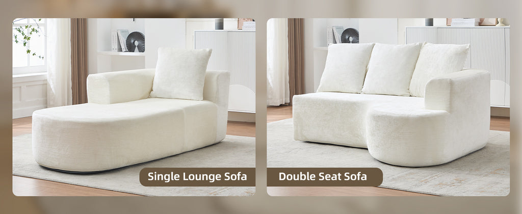 100'' Modern Curved Sofa Couch With Chaise And 4 Pillows