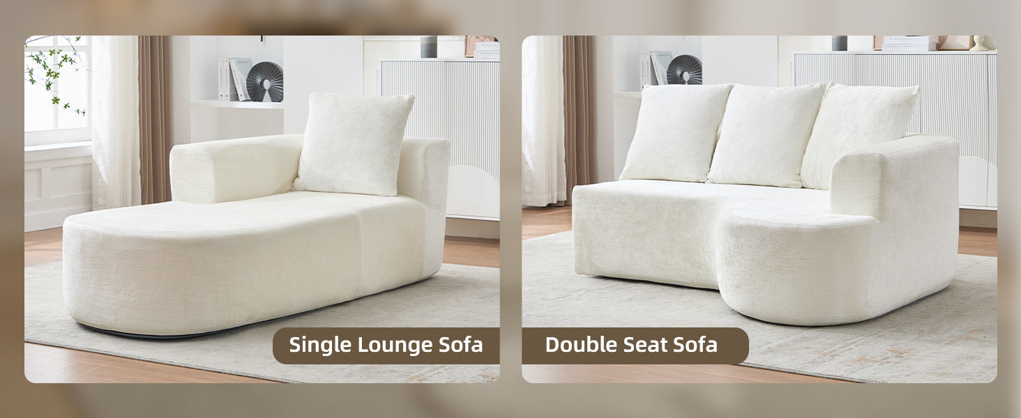 100'' Modern Curved Sofa Couch With Chaise And 4 Pillows