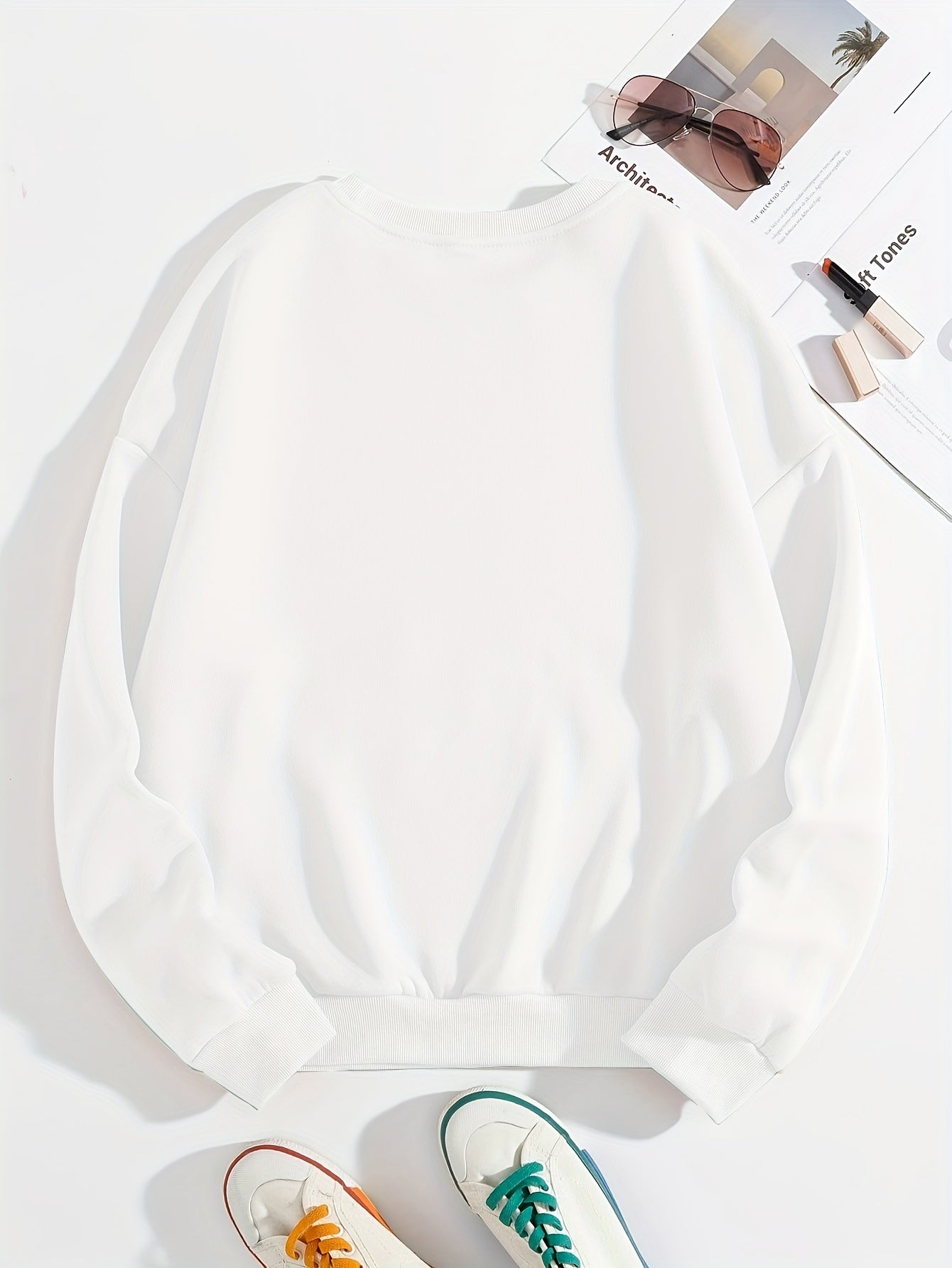 Women'S Sporty Casual Letter Print Crew Neck Sweatshirt - Cozy Fleece-Lined, Machine Washable, Black with "OVERSTIMULATED" Design, Perfect for Fall/Winter, Casual Sportswear | Relaxed Fit Sweatshirt | Machine Washable Top, Sw