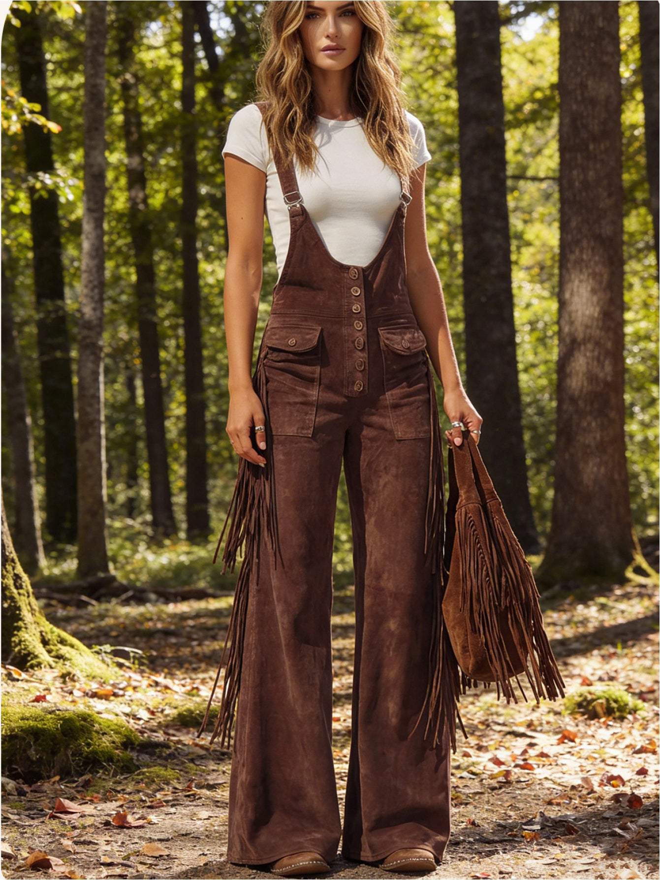 Fringe Detail Cargo Wide Leg Pants