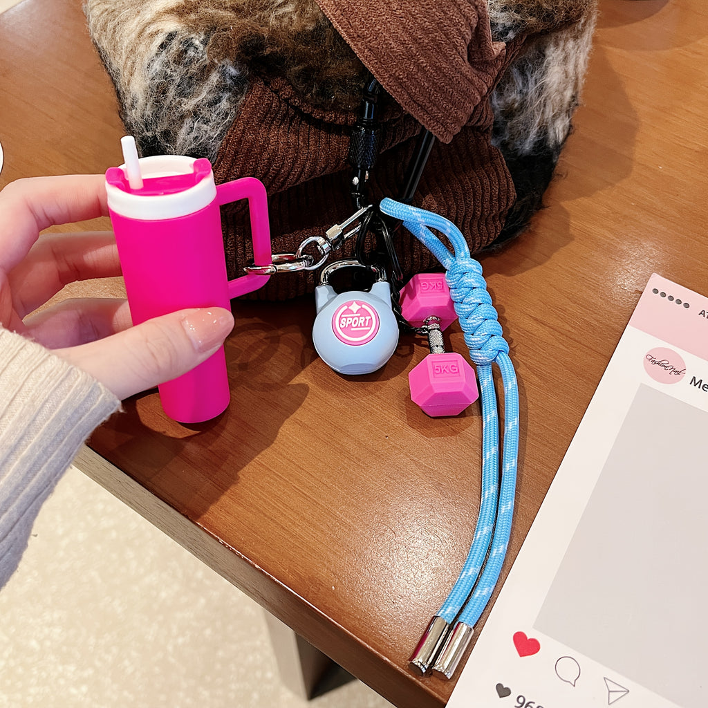 Pink & Black Keyring, Chain & Lanyard