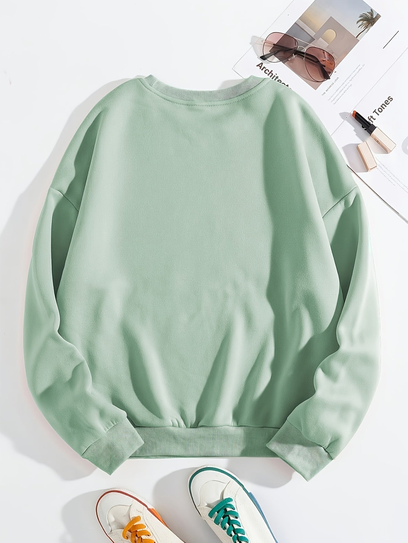 Women'S Sporty Casual Letter Print Crew Neck Sweatshirt - Cozy Fleece-Lined, Machine Washable, Black with "OVERSTIMULATED" Design, Perfect for Fall/Winter, Casual Sportswear | Relaxed Fit Sweatshirt | Machine Washable Top, Sw