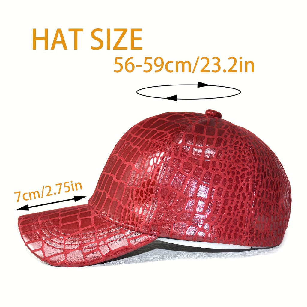 Classic Crocodile Embossed PU Leather Baseball Cap