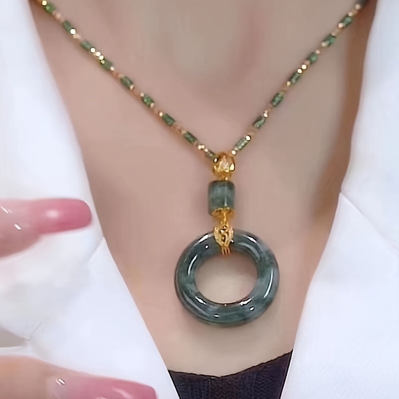 Elegant Artificial Jade Pendant Necklace