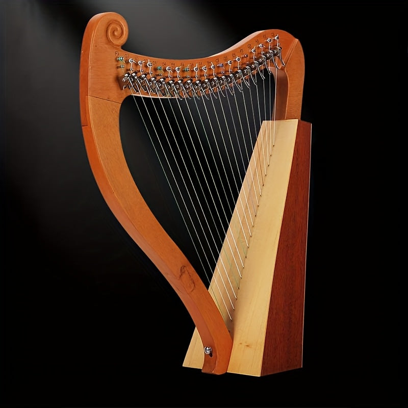 19 String Mahogany Solid Wooden Lyre Harp