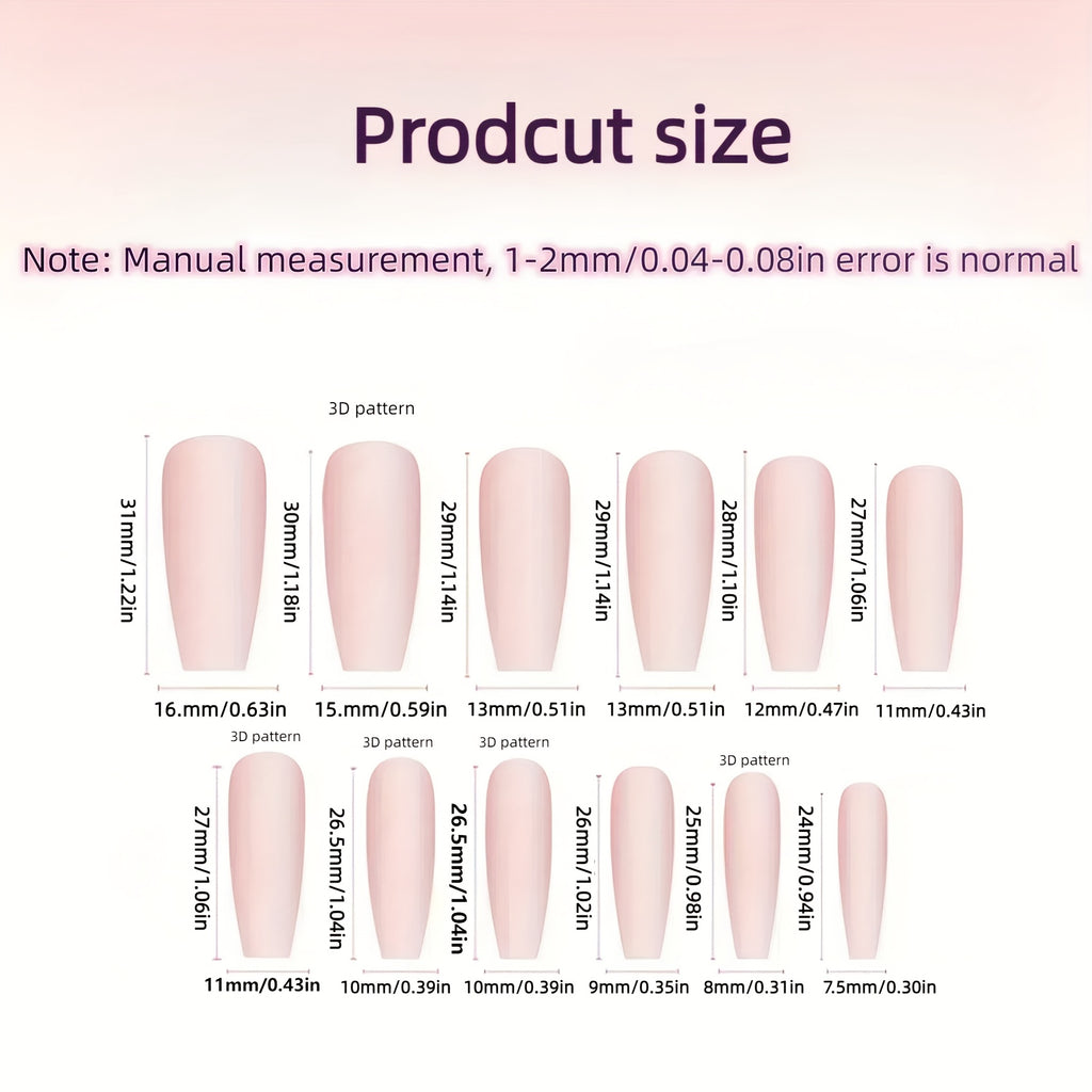 {24pcs} Three-Dimensional Love Bow Imitation Wearable Long Ballet Style Manicure (Including Mini Nail File And Jelly Glue)