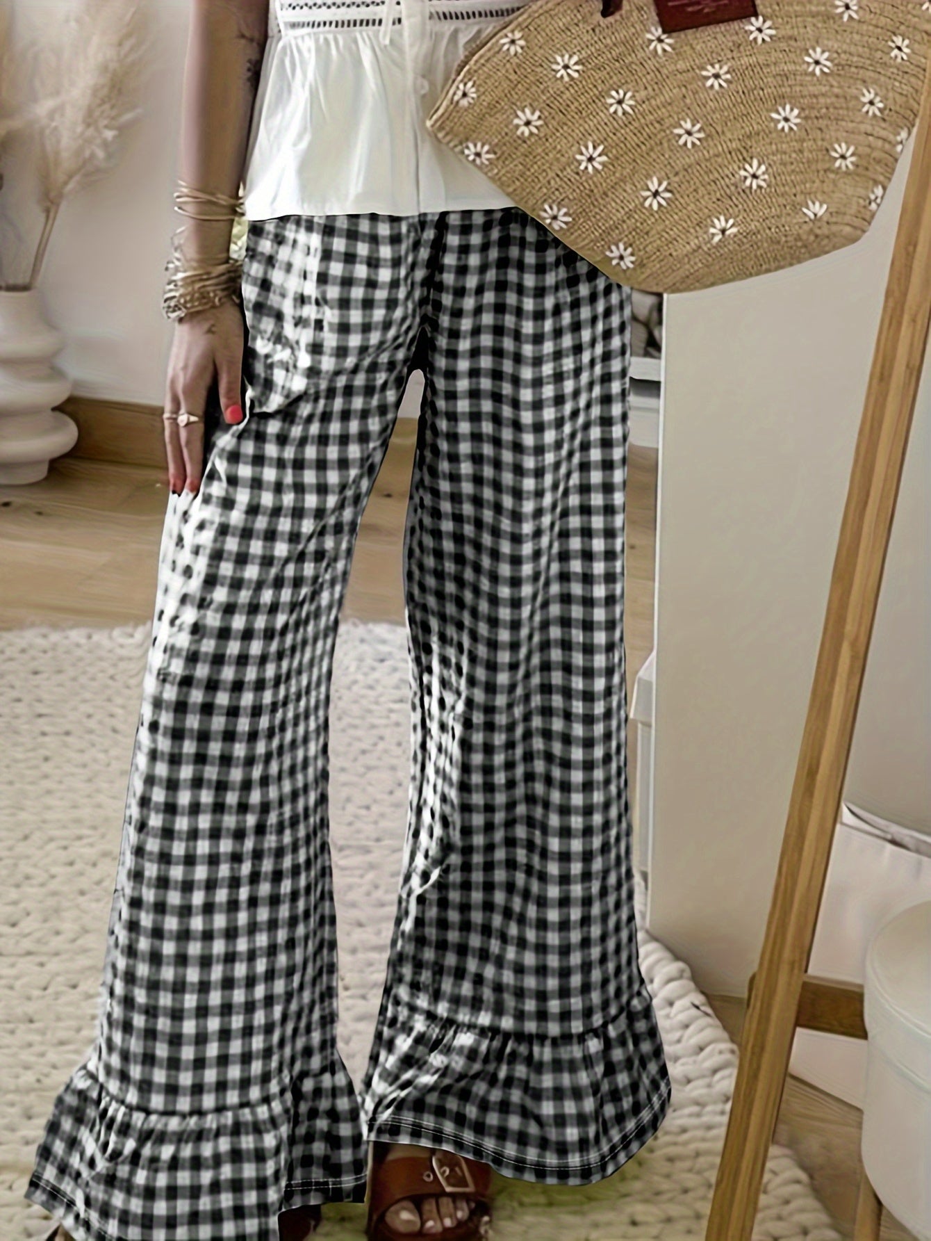 Wide-Leg French Pants with Elastic Waist