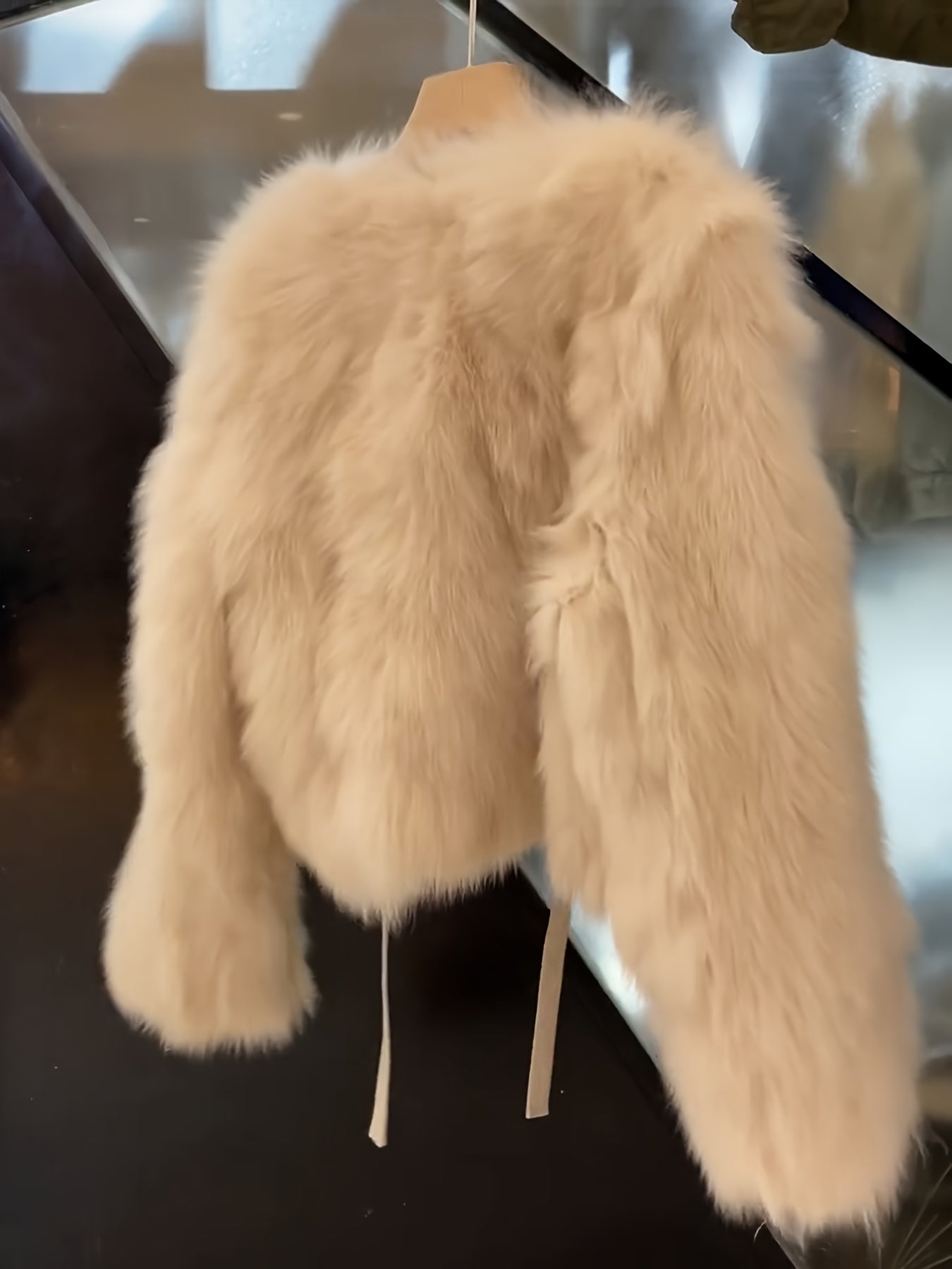Elegant Fur-like Exterior, H-Silhouette Short Jacket