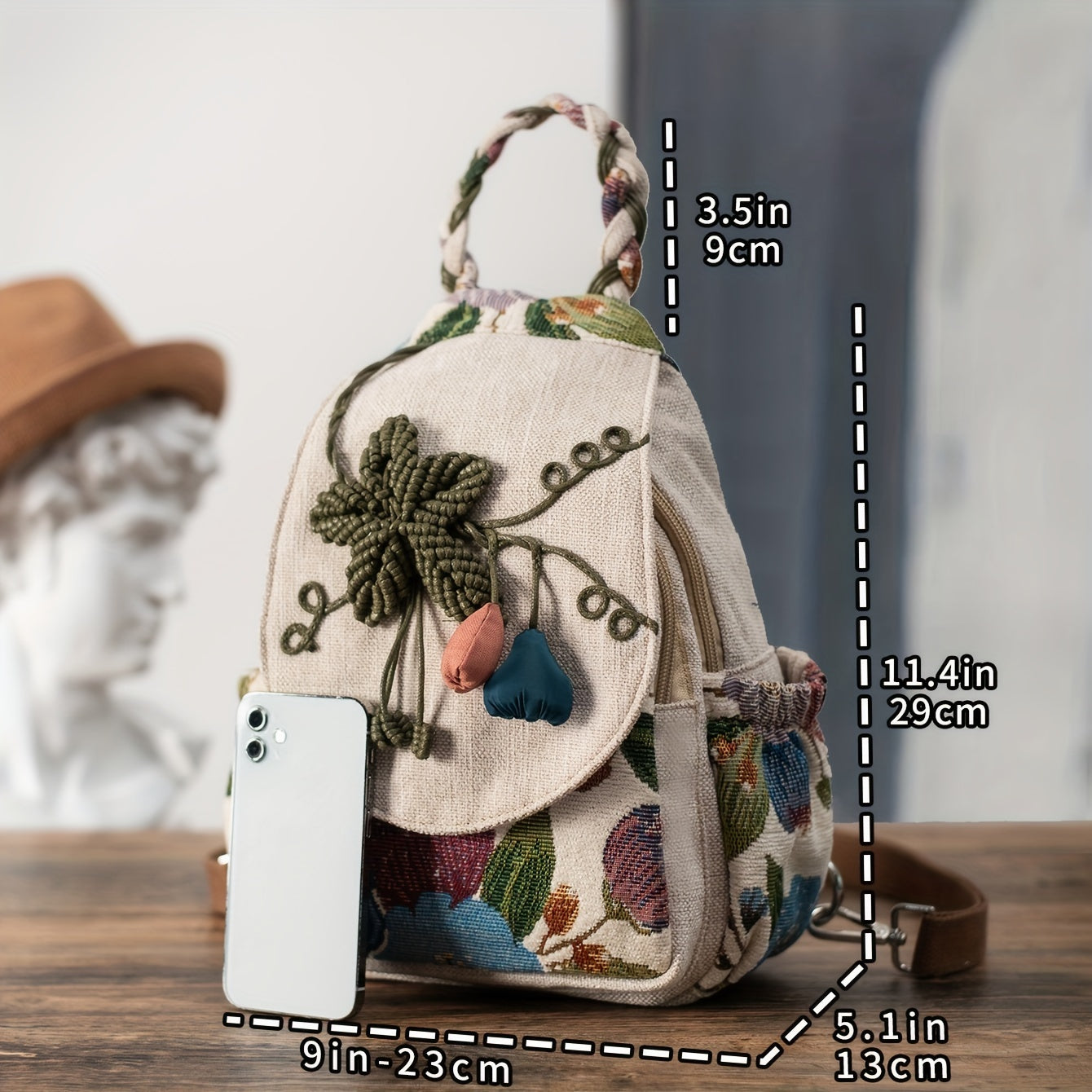 Vintage Ethnic Style Backpack, Retro Bohemian Travel Daypack, Women's Casual Boho Knapsack