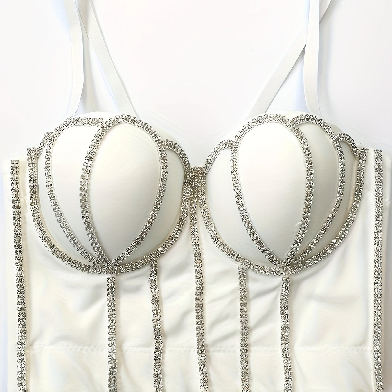 #8185 French Design Sleeveless Vest, Niche Shaping Underwear for Women, Fishbone Top with Studs and Shiny Rhinestones, Women'S Group Tightening Wrap Chest